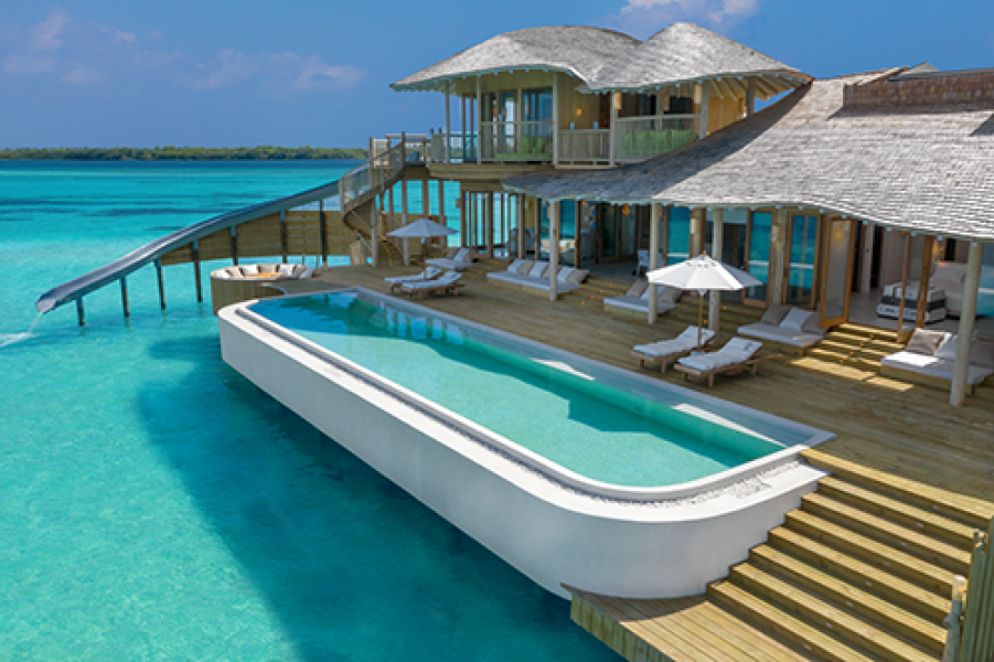 Soneva Jani 2BR Water Reserve pool and deck exterior by Sandro Bruecklmeier.