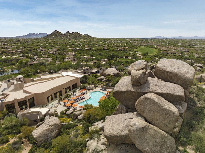 Boulders Curio New Resort Pool Aerial 